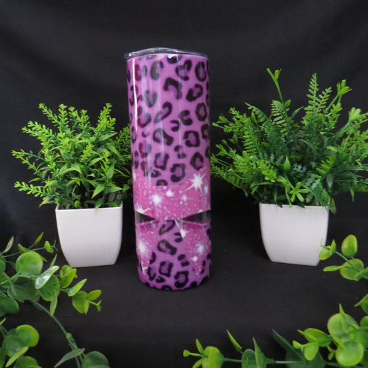 Pink Leopard with Pink Glitter Bow 20oz. Tumbler